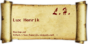 Lux Henrik névjegykártya